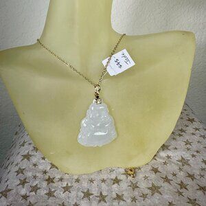 NEW Jade Buddha Pendant Gold Tone Chain